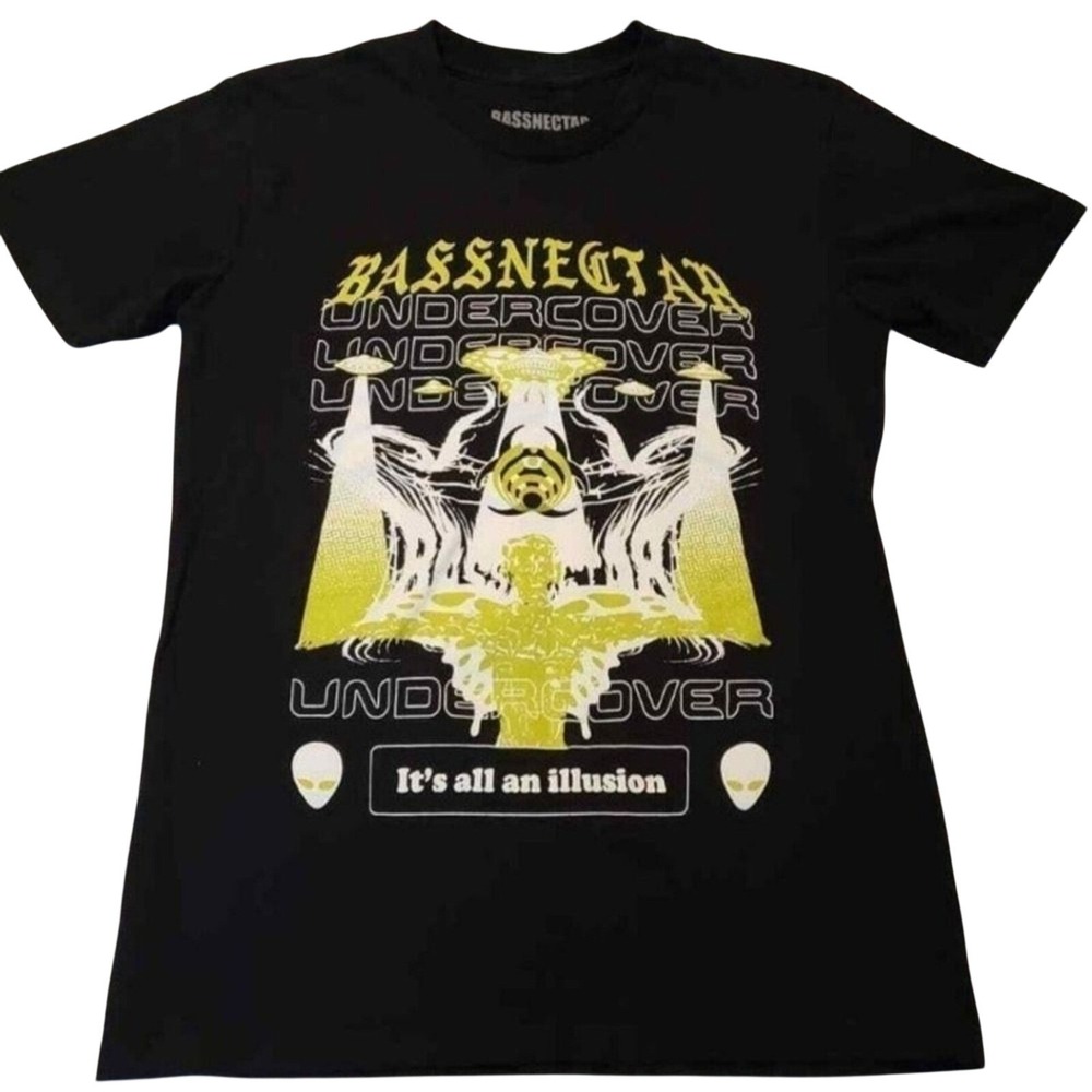 Bassnectar T Shirt Men S Black Undercover Alien UFO It's All An Illusion Graphic